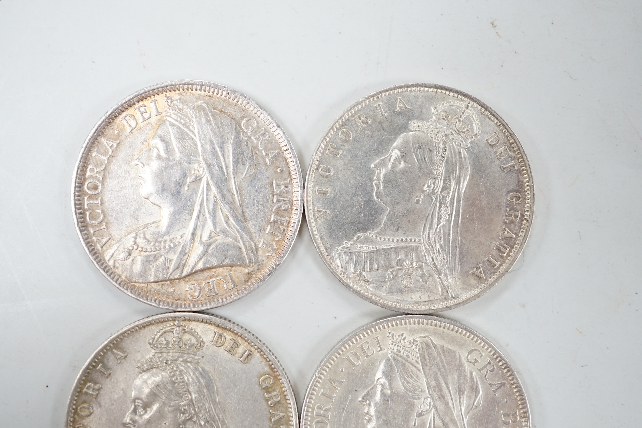 Victoria halfcrowns 1887 x 2, 1897, EF and 1899, NEF